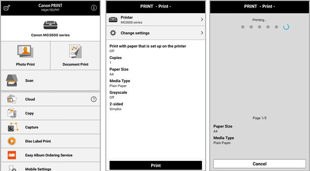 Canon printer app for Android