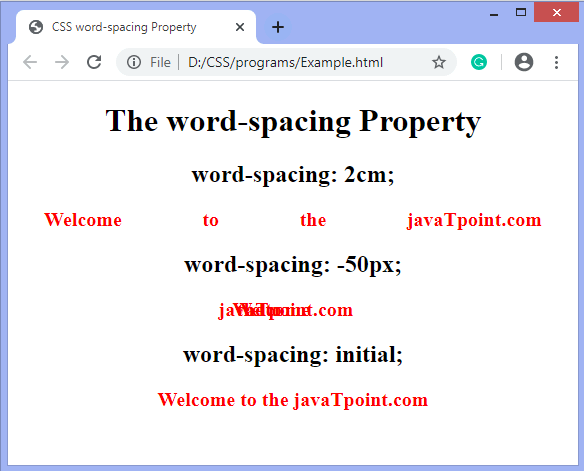 CSS word-spacing