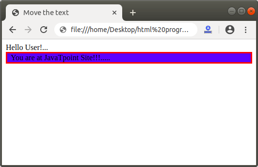 How to move a Text in Html
