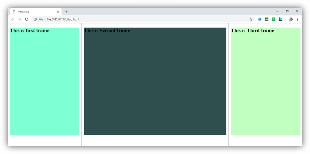 HTML frame tag