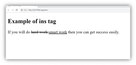 HTML ins tag
