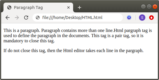 What does p mean in Html