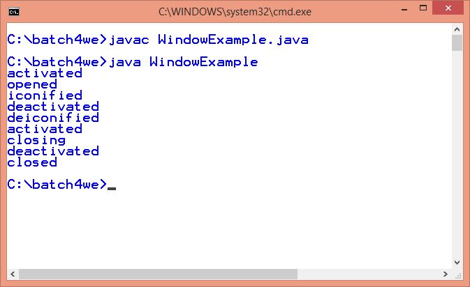 java awt windowlistener example 2