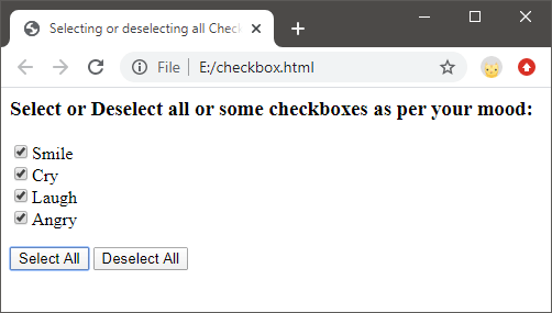 How to select all checkboxes using JavaScript
