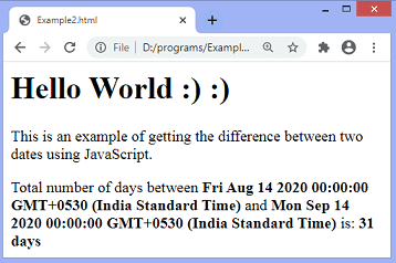 JavaScript date difference