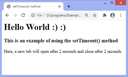 JavaScript setTimeout() method