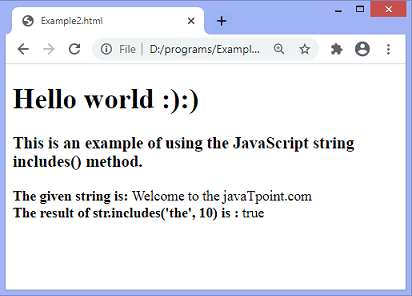 JavaScript string includes()