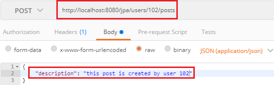 Implementing POST Service to Create a Post for a User