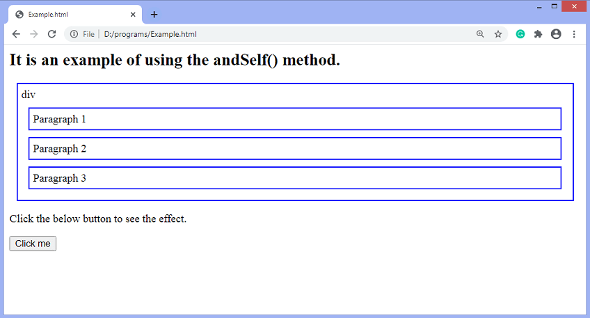 jQuery andSelf() method