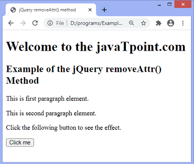 jQuery removeAttr() method