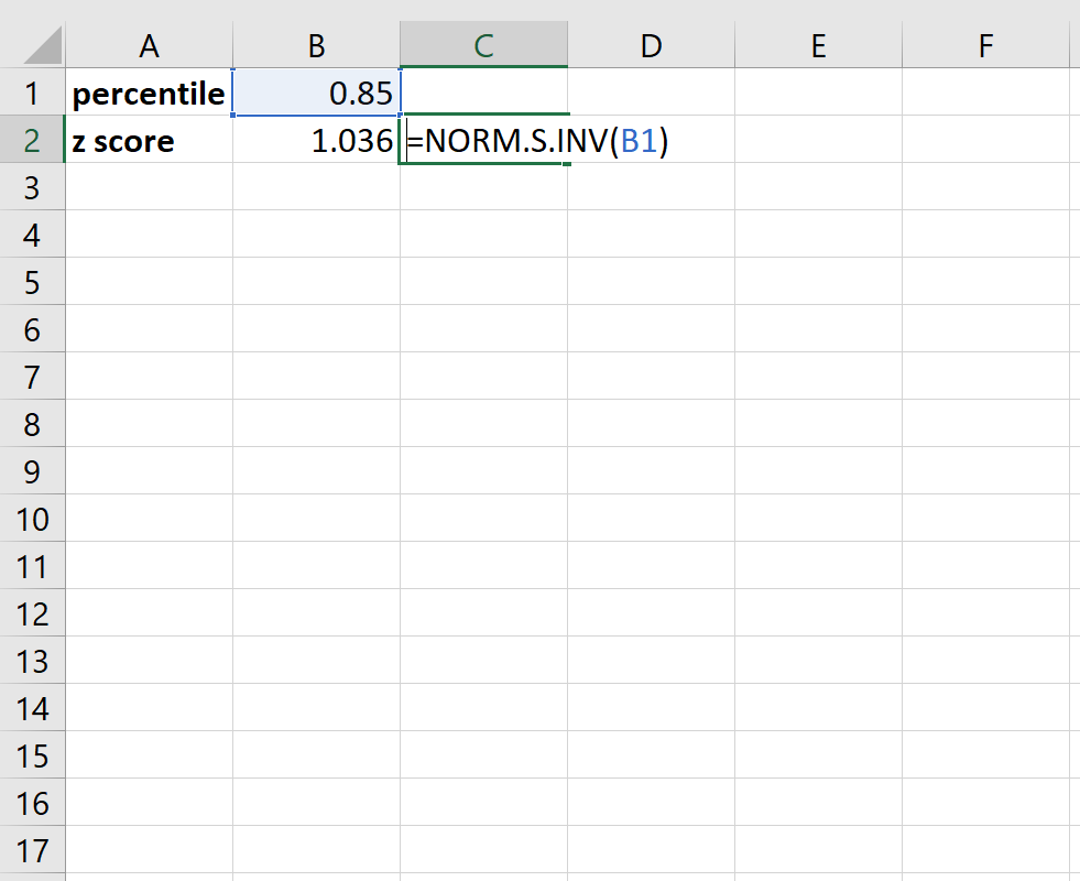Converting z-scores to percentiles in Excel